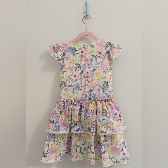 5T Rare Editions Floral Tiered Ruffle Dress - Pink, Purple & Yellow - Picture 2 of 4